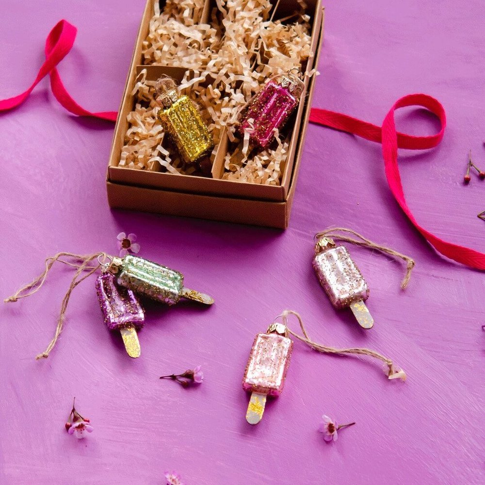 Glitterville Studios Mini Popsicle Ornaments (Boxed Set of 6)